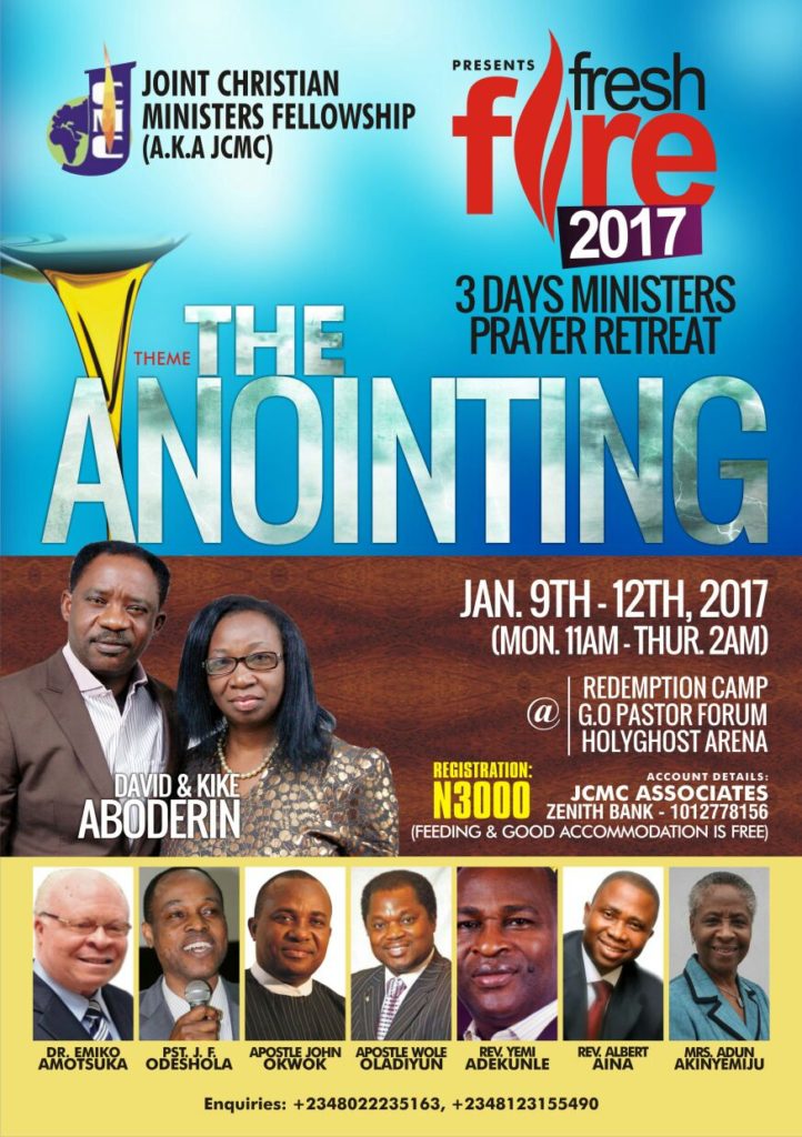 Fresh Fire 2017 – 3Days Ministers Prayer Retreat | 9th – 12th Jan 2017 1