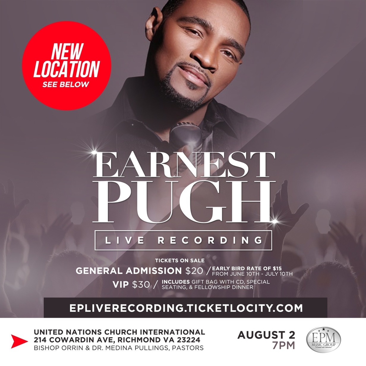 Earnest Pugh Announces "OUTPOUR" Live Recording Set For August 2 In Richmond, VA 1