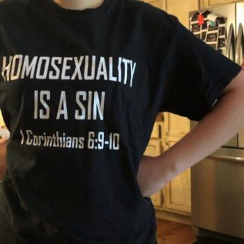 STUDENT SENT HOME FOR 'HOMOSEXUALITY IS A SIN' T-SHIRT